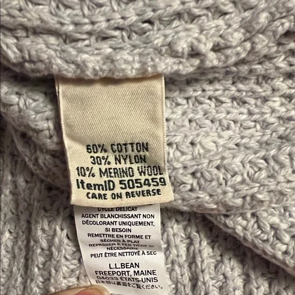 L.L. Bean Signature Cable Knit Cowl Neck Pullover SweaterSize XL EUC Cotton Wool - Picture 7 of 8